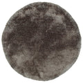Hand Tufted Silky Shag Taupe Polyester Round Rug 4 Round