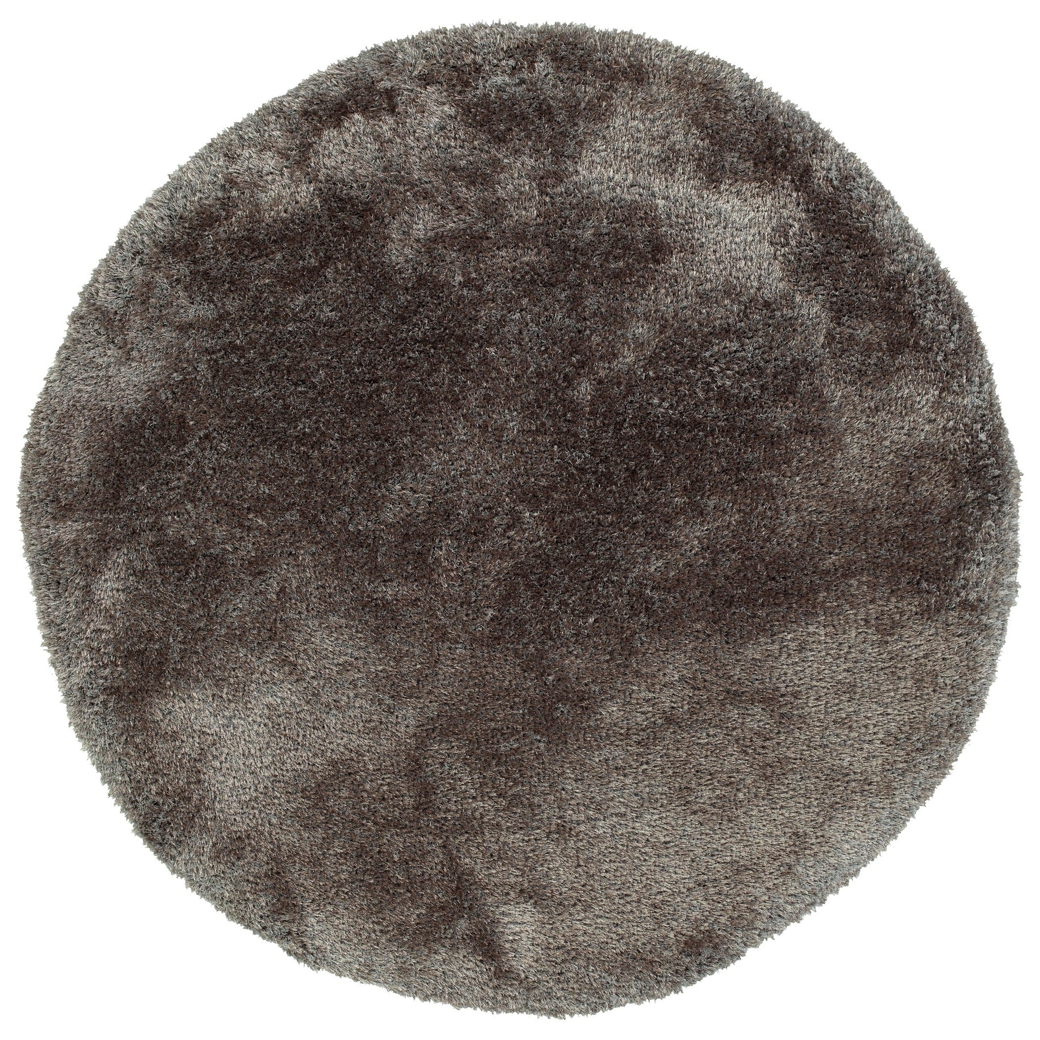 Hand Tufted Silky Shag Taupe Polyester Round Rug 4 Round