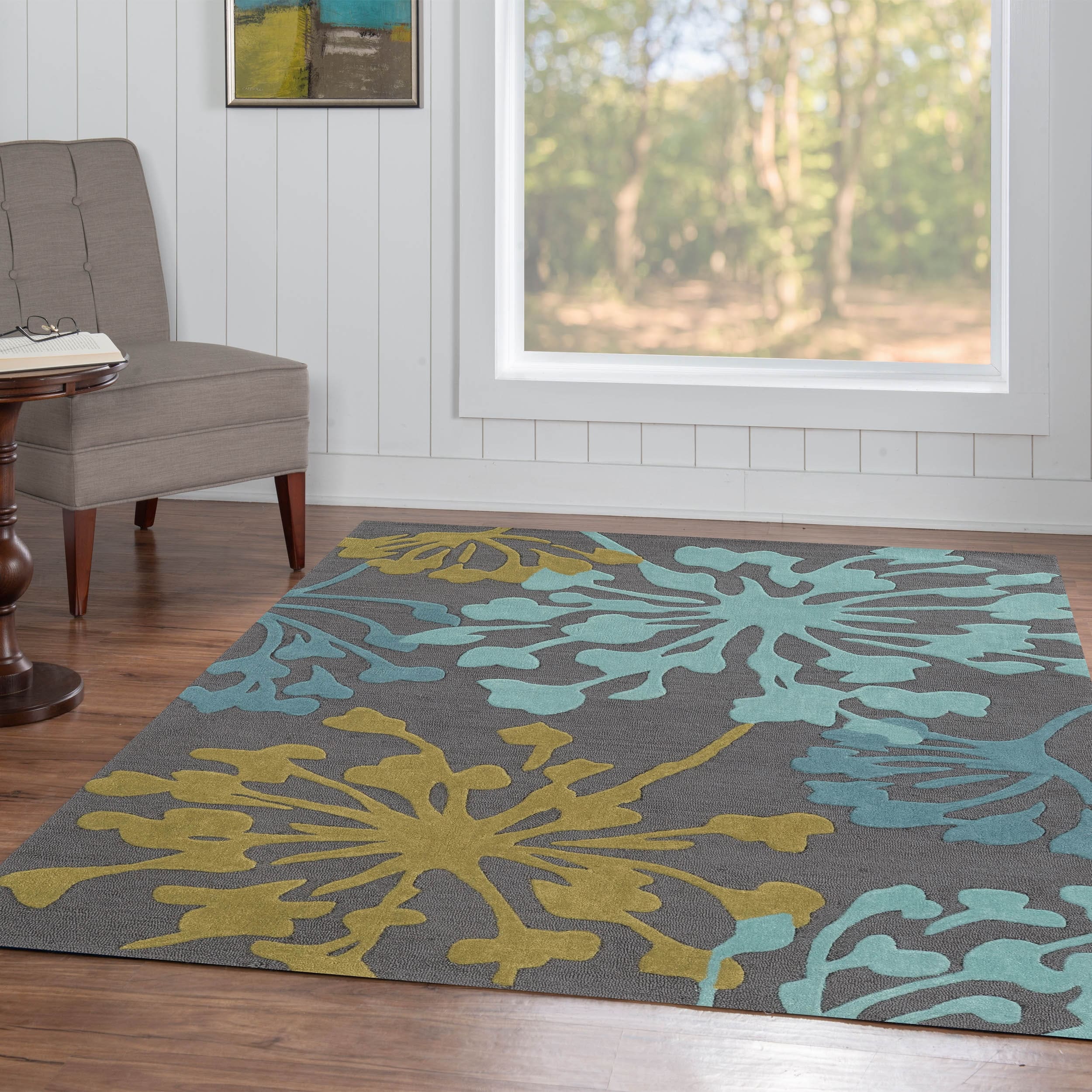 Hand Tufted Trio Dandelion Grey Polyester Rug 5 X 7 5 X 7