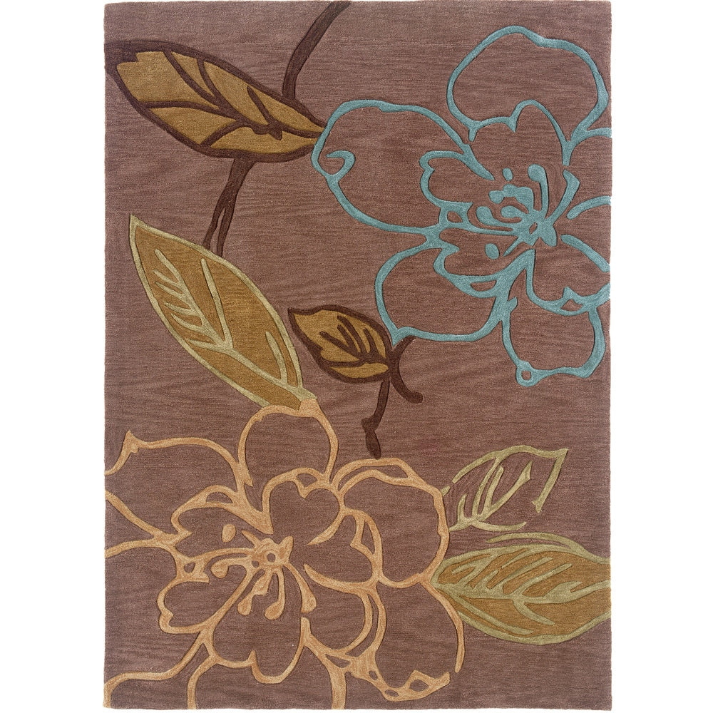 Hand Tufted Trio Collection Space Dyed Floral Sketch Haze Blue Polyester Rug 110 X 210 110 X 210
