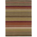 Hand Tufted Trio Collection Stripe Green Rust Polyester Rug 8 X 10 8 X 10