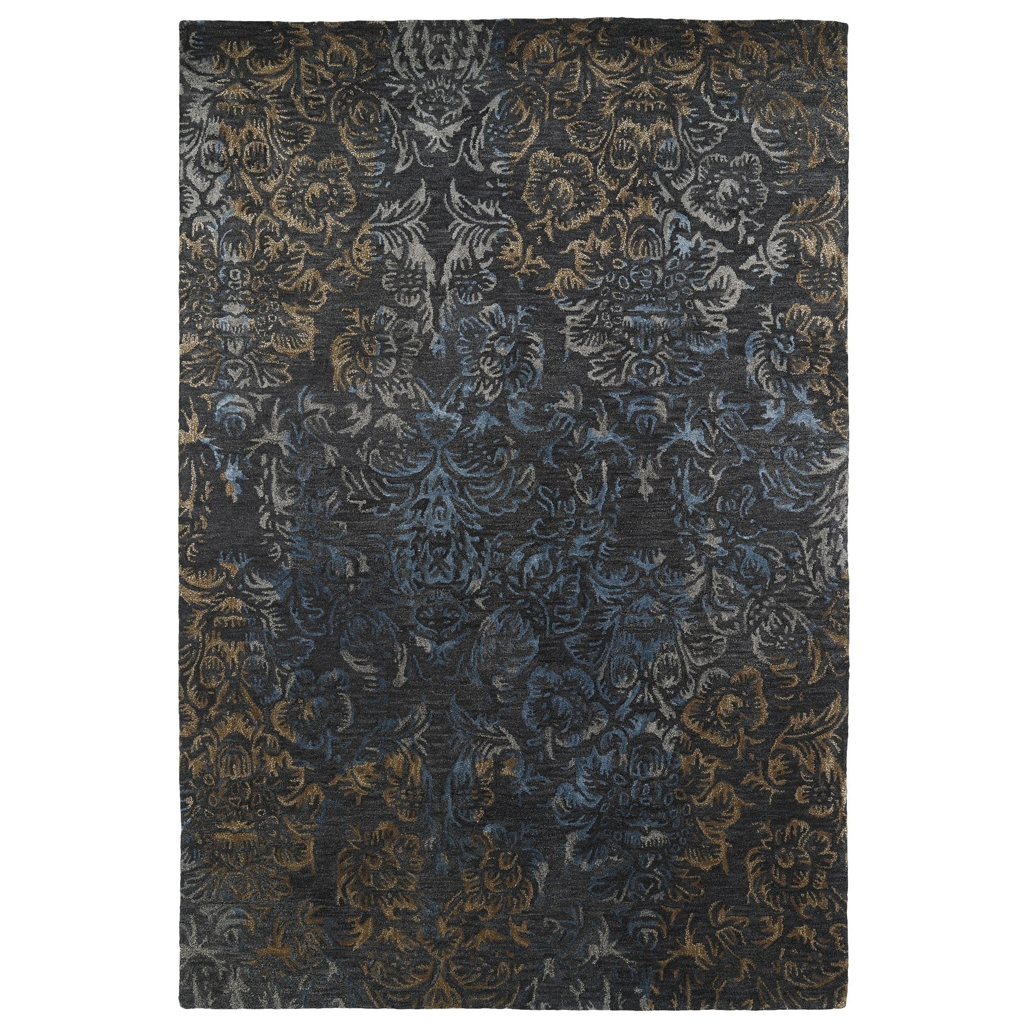 Hand Tufted Wool Viscose Anastasia Charcoal Damask Rug 8 X 11