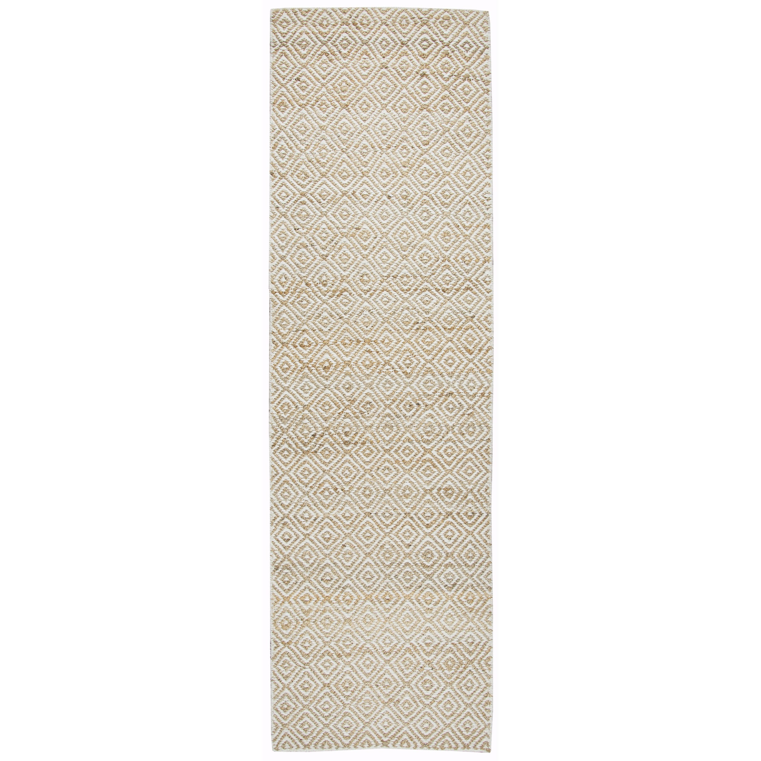 Hand Woven Ellington Natural Jute Wool Pattern Runner Area Rug 26 X 8 26 X 8