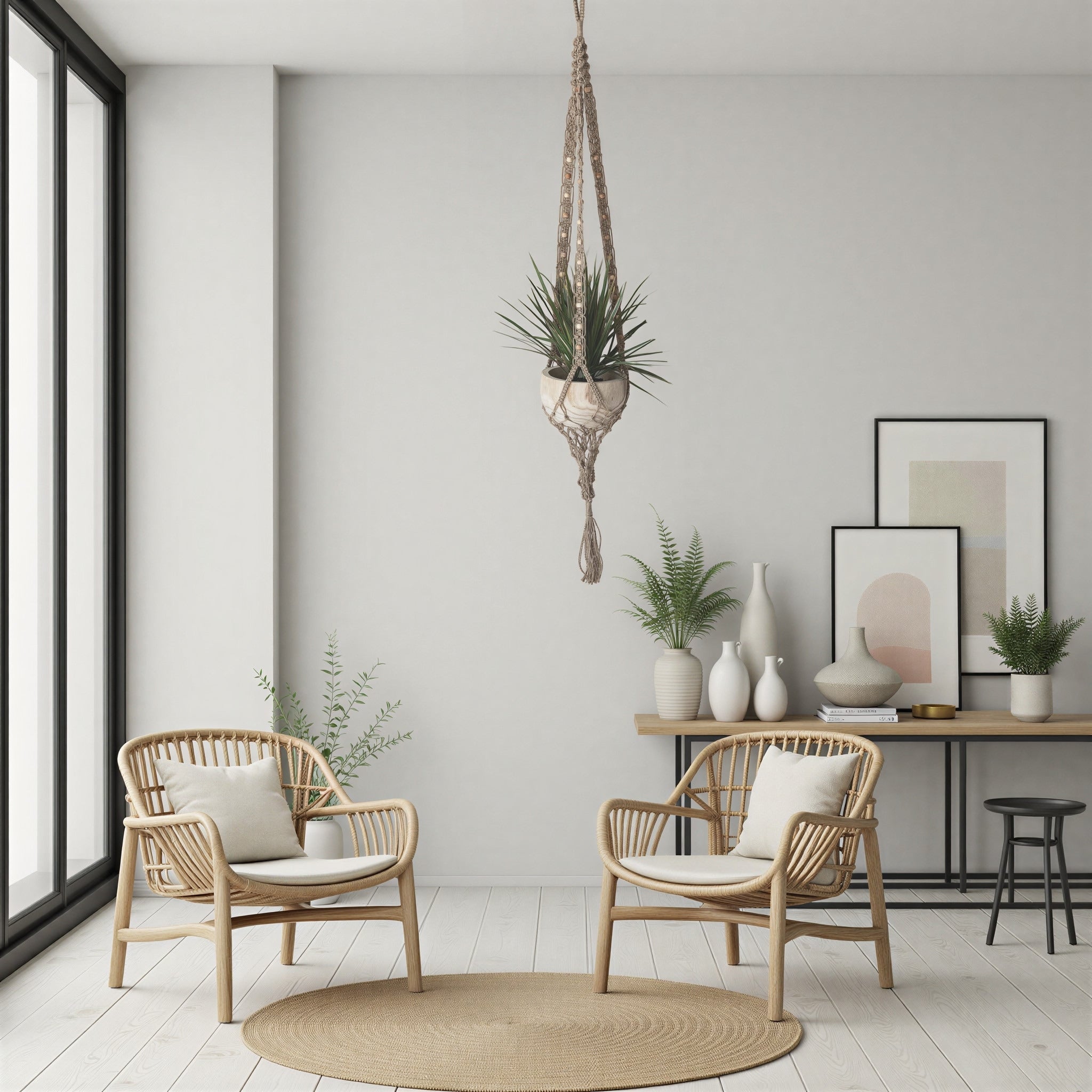 Hand Woven Jute Macrame 2 Tier Plant Hanger