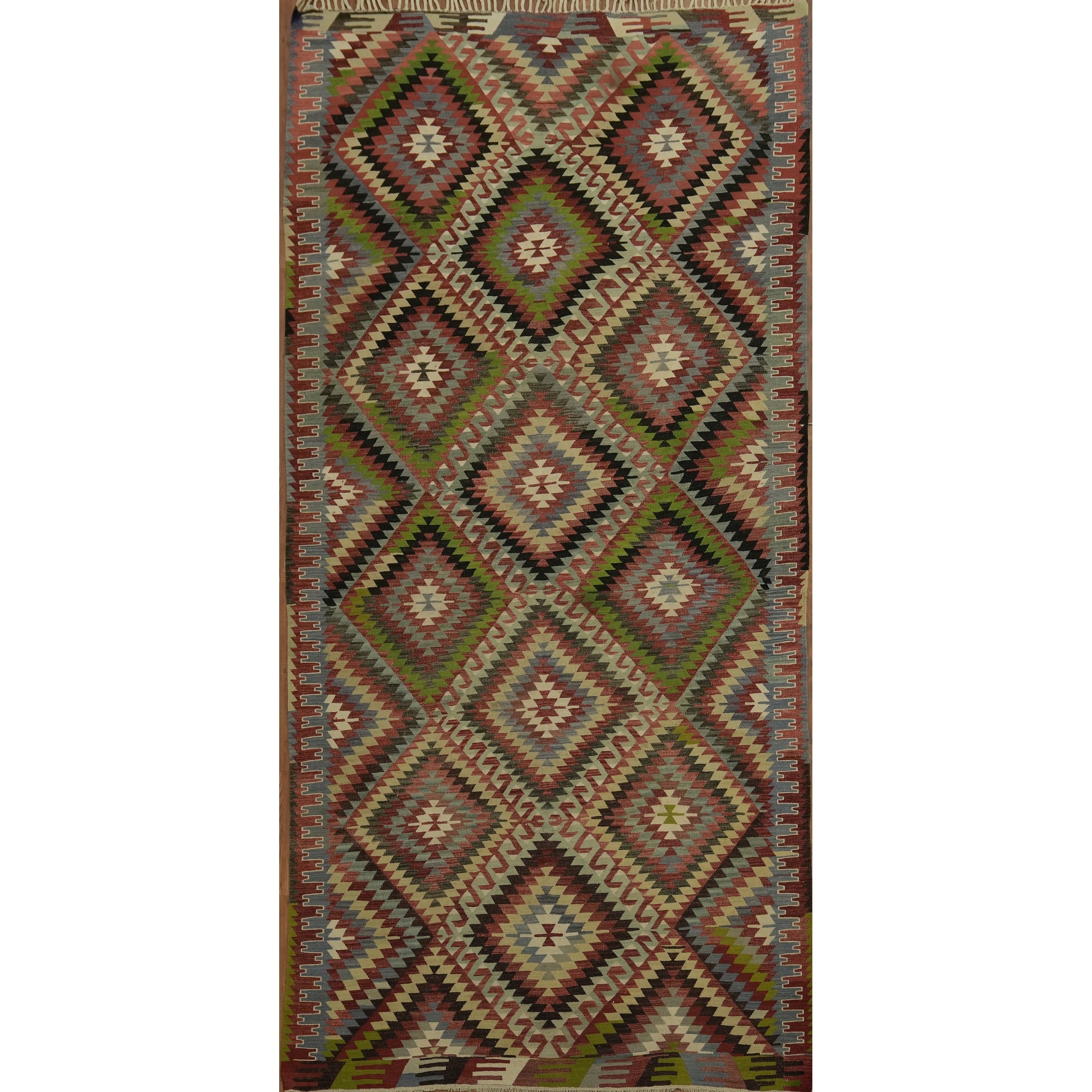 Hand Woven Oriental 100 Wool Carpet Southwestern Geometric Multi Colored Kilim Area Rug 11 1 X 6 0