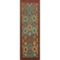 Hand Woven Oriental 100 Wool Carpet Southwestern Geometric Oranges Rust Kilim Runner Rug 9 8 X 2 10