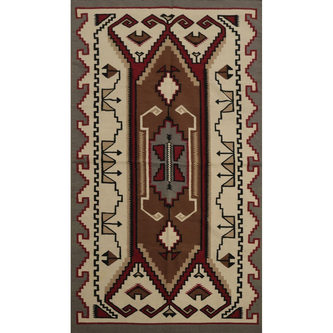 Hand Woven Oriental 100 Wool Carpet Southwestern Tribal Brown Kilim Area Rug 8 2 X 5 0