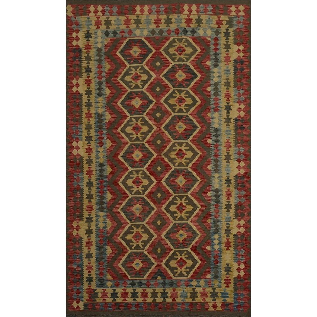 Hand Woven Oriental 100 Wool Carpet Southwestern Tribal Red Kilim Area Rug 9 10 X 6 6