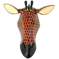 Hand Carved Wood African Giraffe Mask Handmade In Kenya Red