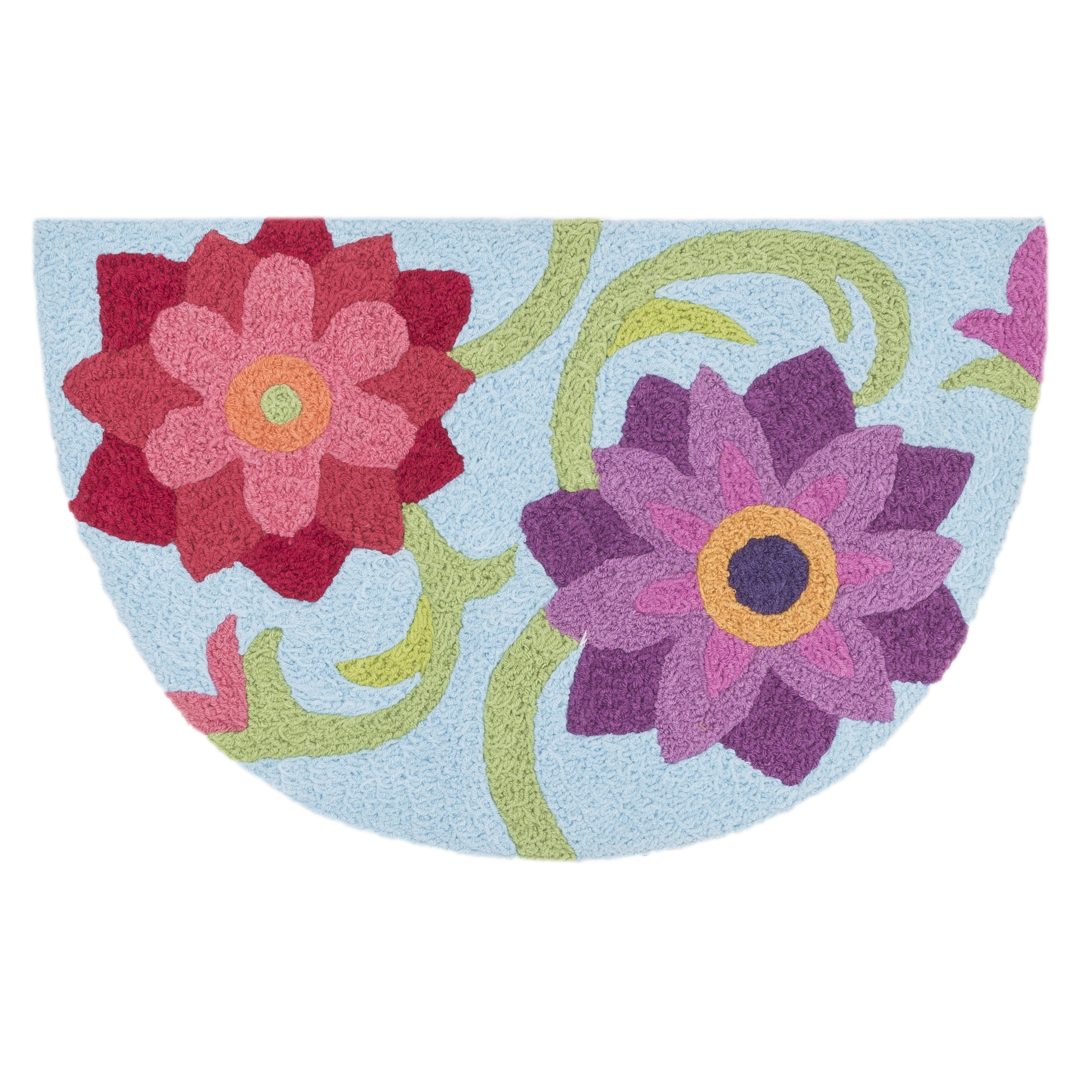 Hand Hooked Marcy Light Blue Berry Flower Hearth Rug 19 X 29 19 X 29