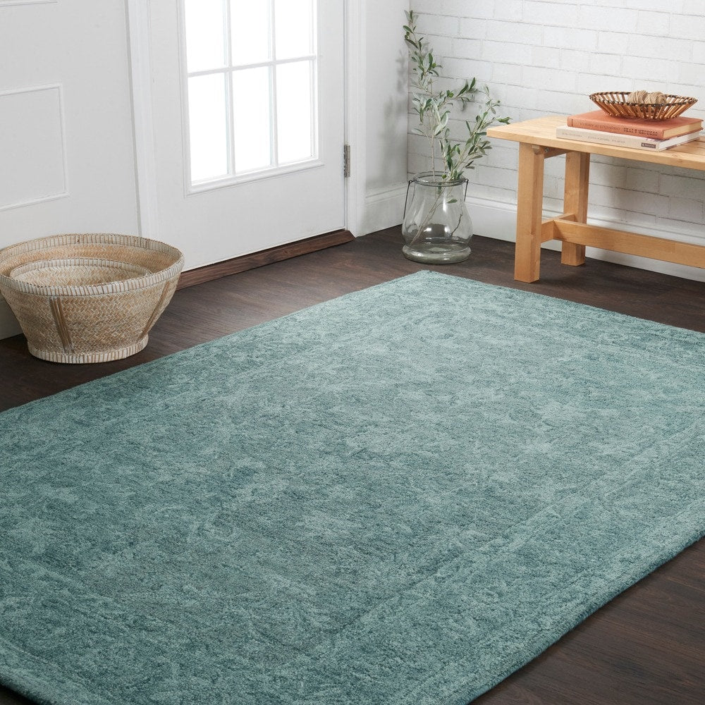 Hand Hooked Opal Teal Rug 79 X 99 79 X 99