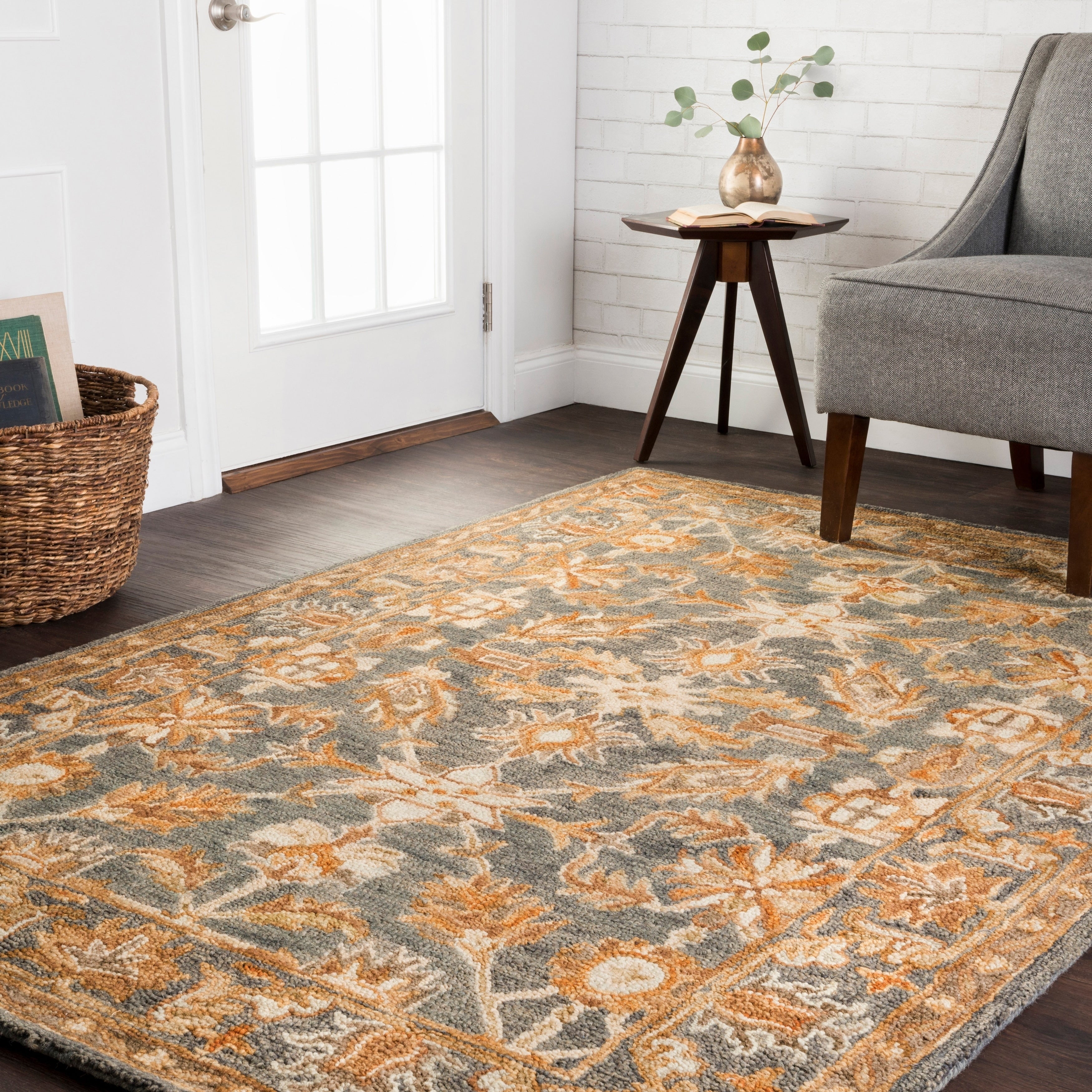 Hand Hooked Owen Slate Wool Rug 79 X 99