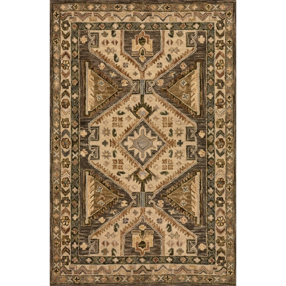 Hand Hooked Taupe Beige Traditional Geometric Wool Area Rug 93 X 13