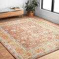 Hand Hooked Traditional Rust Gold Mosaic Wool Rug 79 X 99 79 X 99