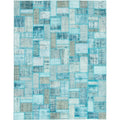 Hand Knotted Color Transition Patchwork Turquoise Wool Rug 611 X 99