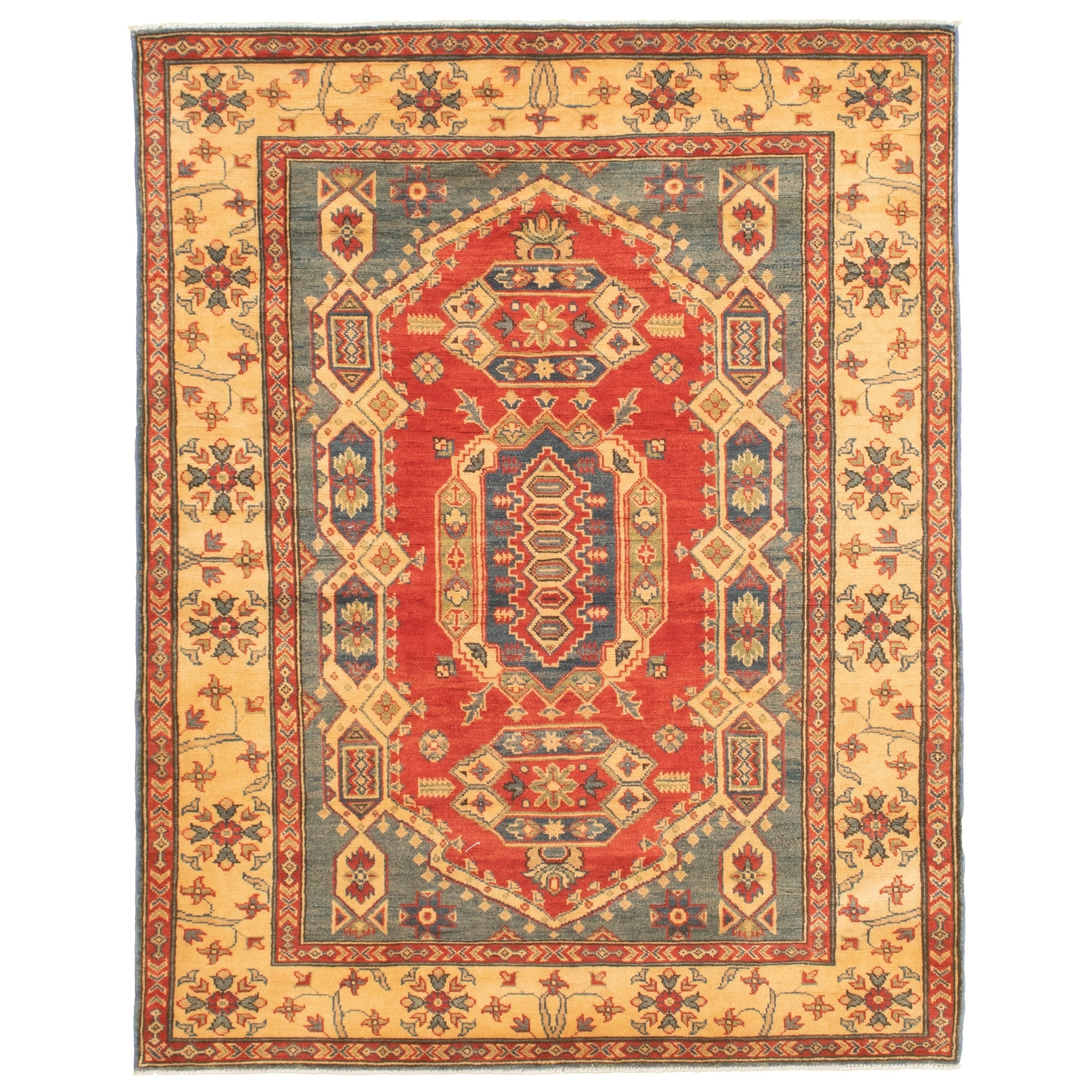 Hand Knotted Finest Gazni Blue Red Rug Ecarpetgallery 51 X 68