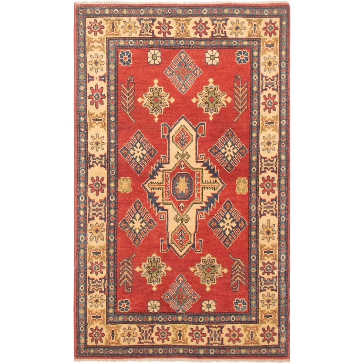 Hand Knotted Finest Gazni Copper Cream Wool Rug 39 X 64