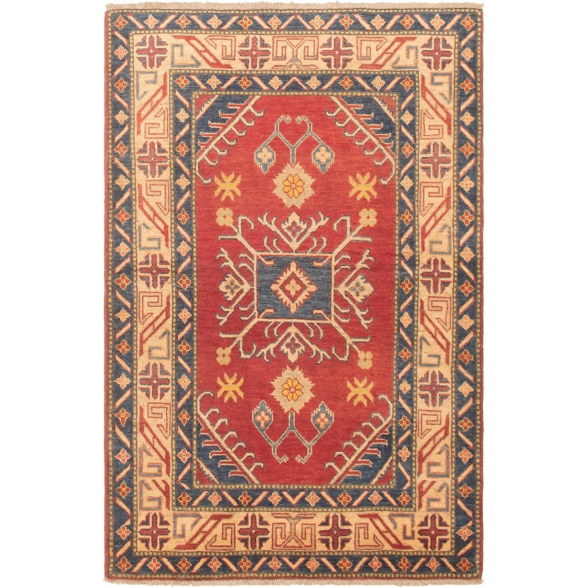 Hand Knotted Finest Gazni Copper Cream Wool Rug 40 X 62