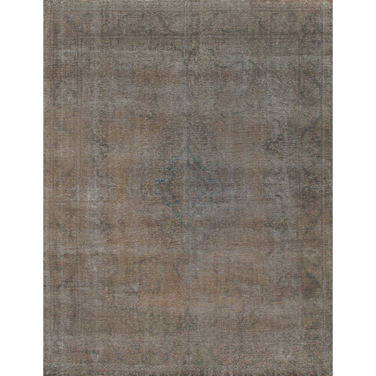 Hand Knotted Vintage Grey Overdyed Wool Area Rug 97 X 126