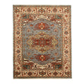 Hand Knotted Wool Blue Traditional Geometric Searpi Rug 9 X 12