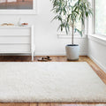 Hand Tufted Contemporary Solid White Shag Area Rug 5 X 76
