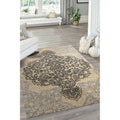 Hand Tufted Madallion Ivory Wool Rug 89 X 119