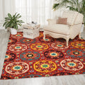 Hand Tufted Suzani Red Medallion Wool Rug 53 X 75
