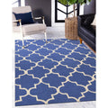 Hand Tufted Traditional Moroccan Trellis Light Blue Wool Area Rug 5 X 7