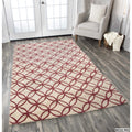 Hand Tufted Trellis Wool Ivory Blue Red Rug 5 X 8
