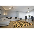 Hand Tufted Wool Black Contemporary Abstract Gold Ikat Rug 79 X 99
