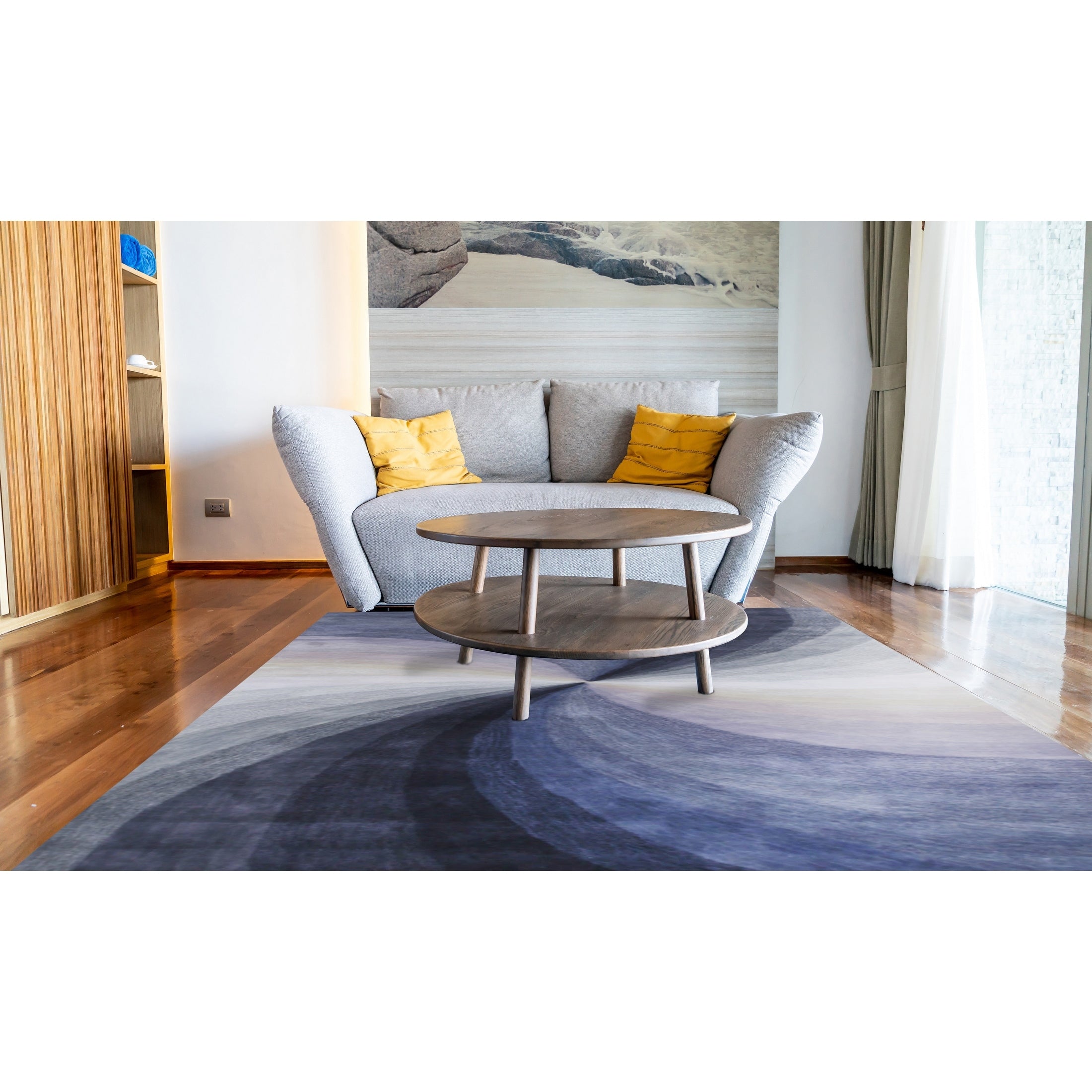 Hand Tufted Wool Blue Contemporary Abstract Swirl Rug 4 X 4