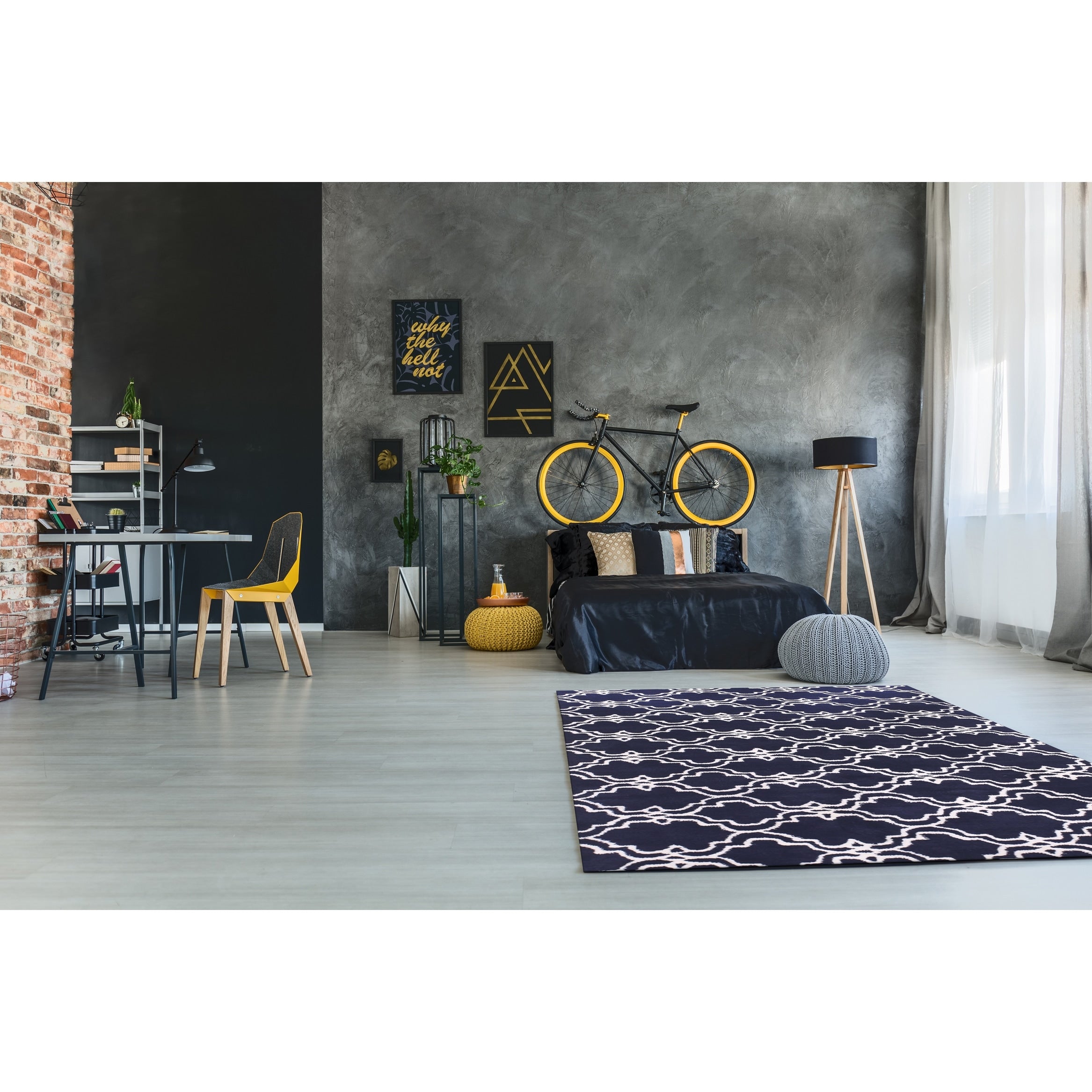 Hand Tufted Wool Blue Traditional Trellis Moroccan Rug 5 X 8