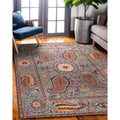 Hand Tufted Wool Blue Transitional Floral Paisley Rug 5 X 8