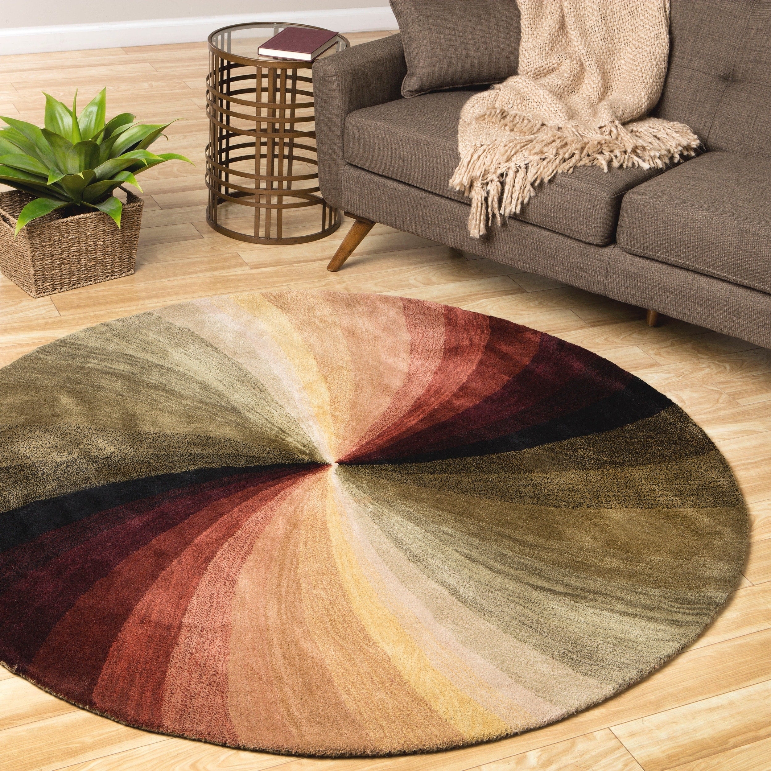 Hand Tufted Wool Contemporary Abstract Swirl Rug 4