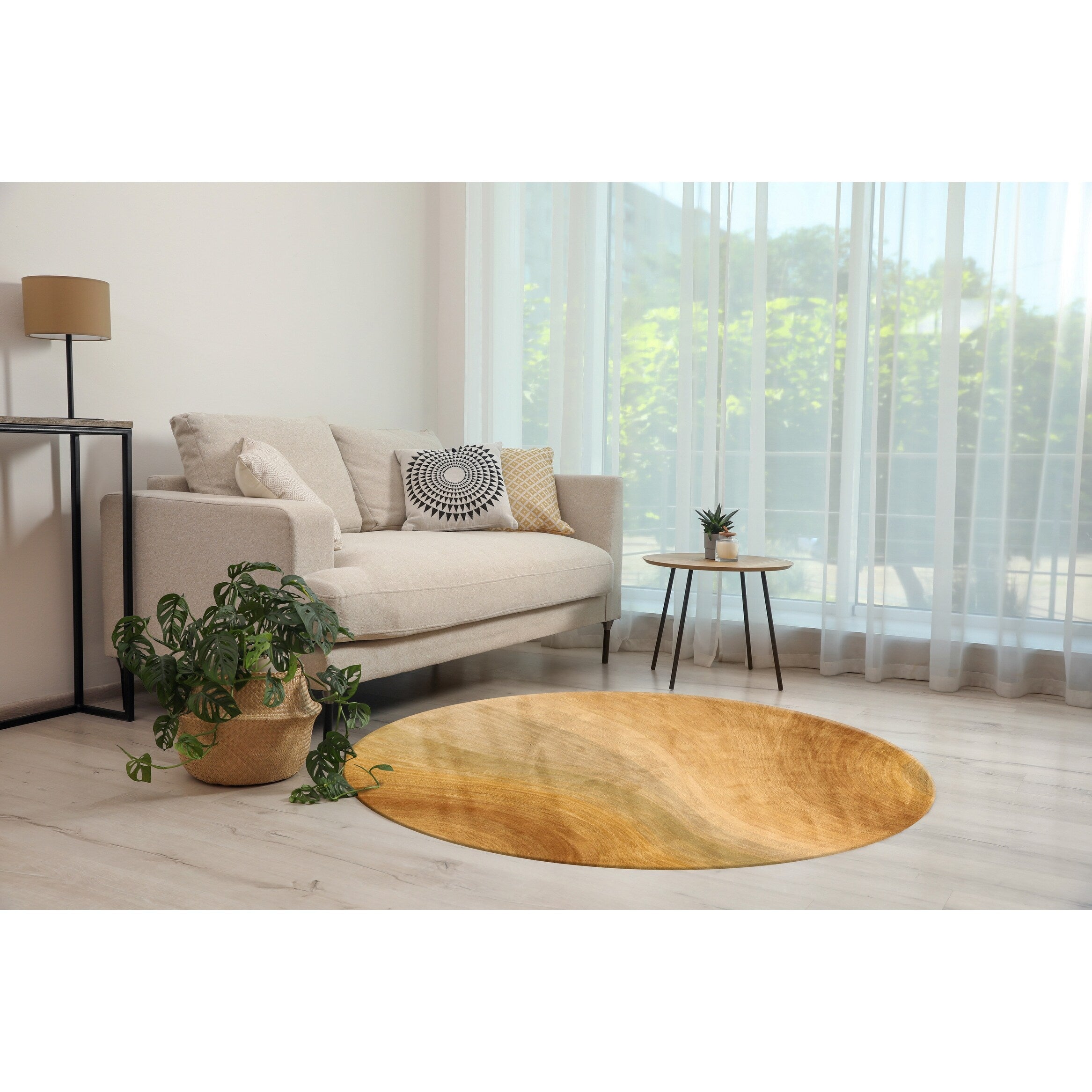 Hand Tufted Wool Gold Contemporary Abstract Morono Rug 4 X 4