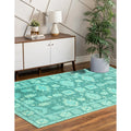 Hand Tufted Wool Green Traditional Oriental Overdyed Rug 79 X 99
