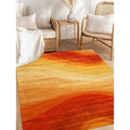 Hand Tufted Wool Orange Contemporary Abstract Desert Rug 4 X 4