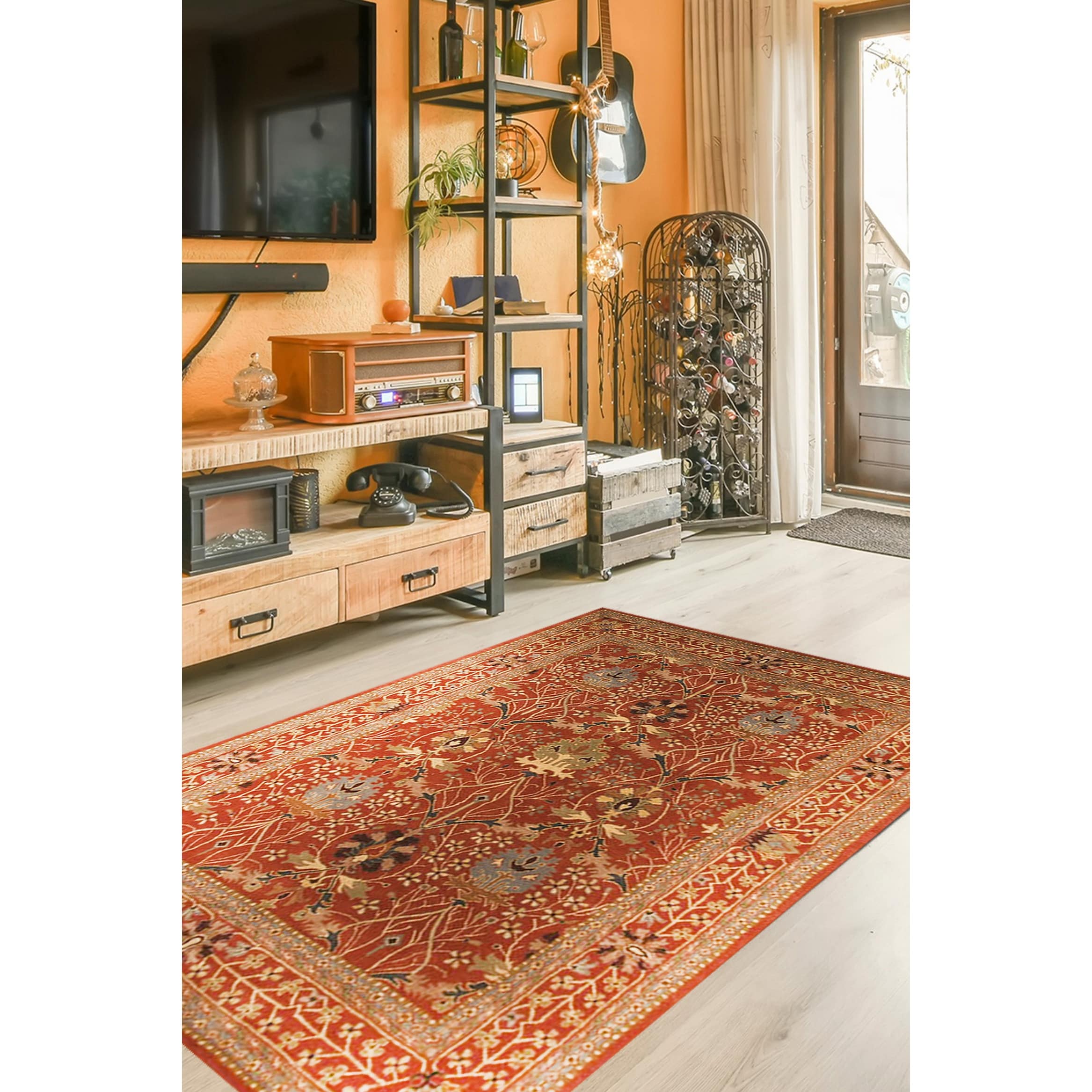Hand Tufted Wool Rust Traditional Oriental Morris Rug 79 X 99 Multi 79 X 9