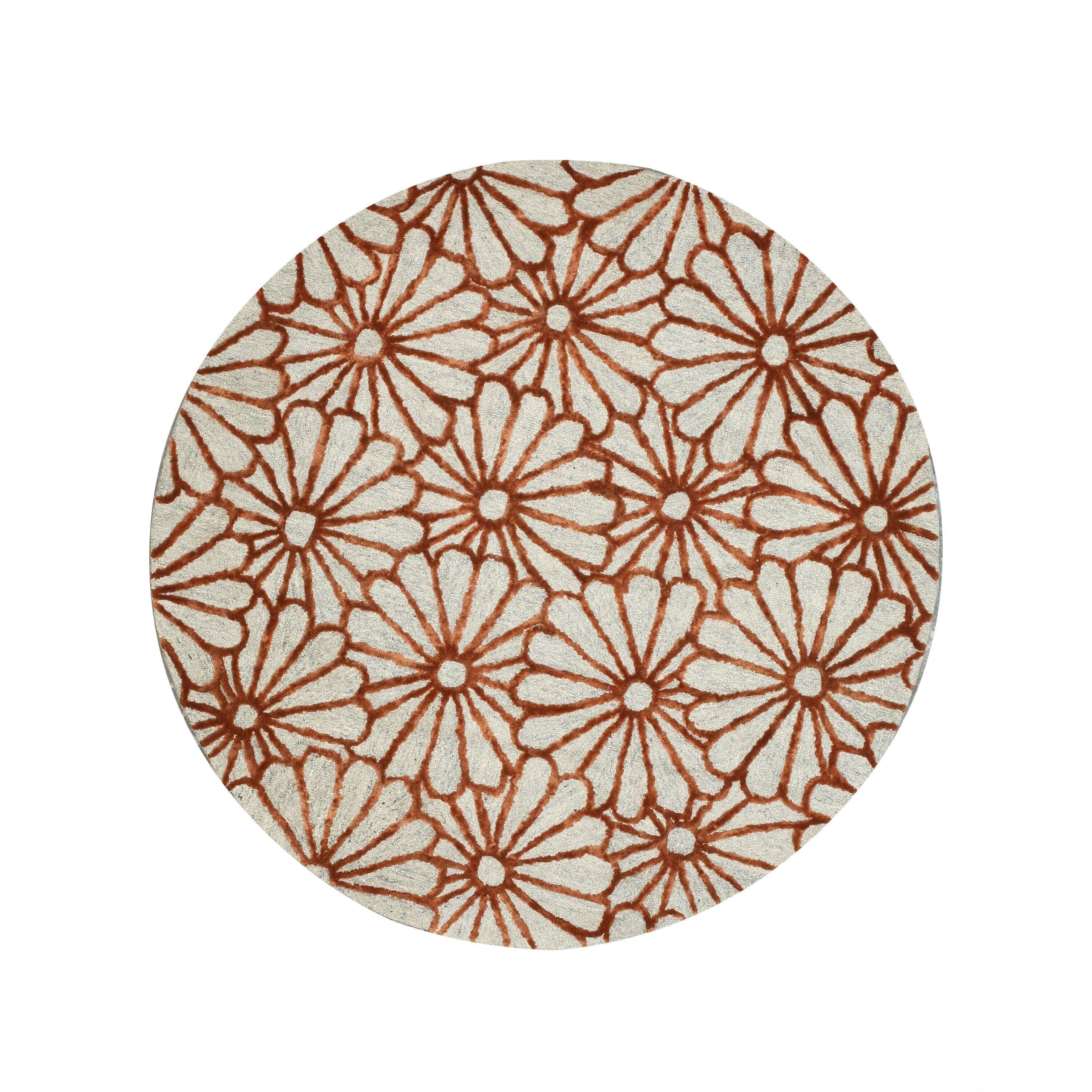 Hand Tufted Wool Viscose Beige Transitional Trellis Sunflower Rug 79 X 99