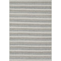 Hand Woven Flatweave Grey Geometric Stripe Wool Rug 93 X 13