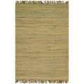 Hand Woven Reed Earth Tone Chevron Fringe Rug 36 X 56