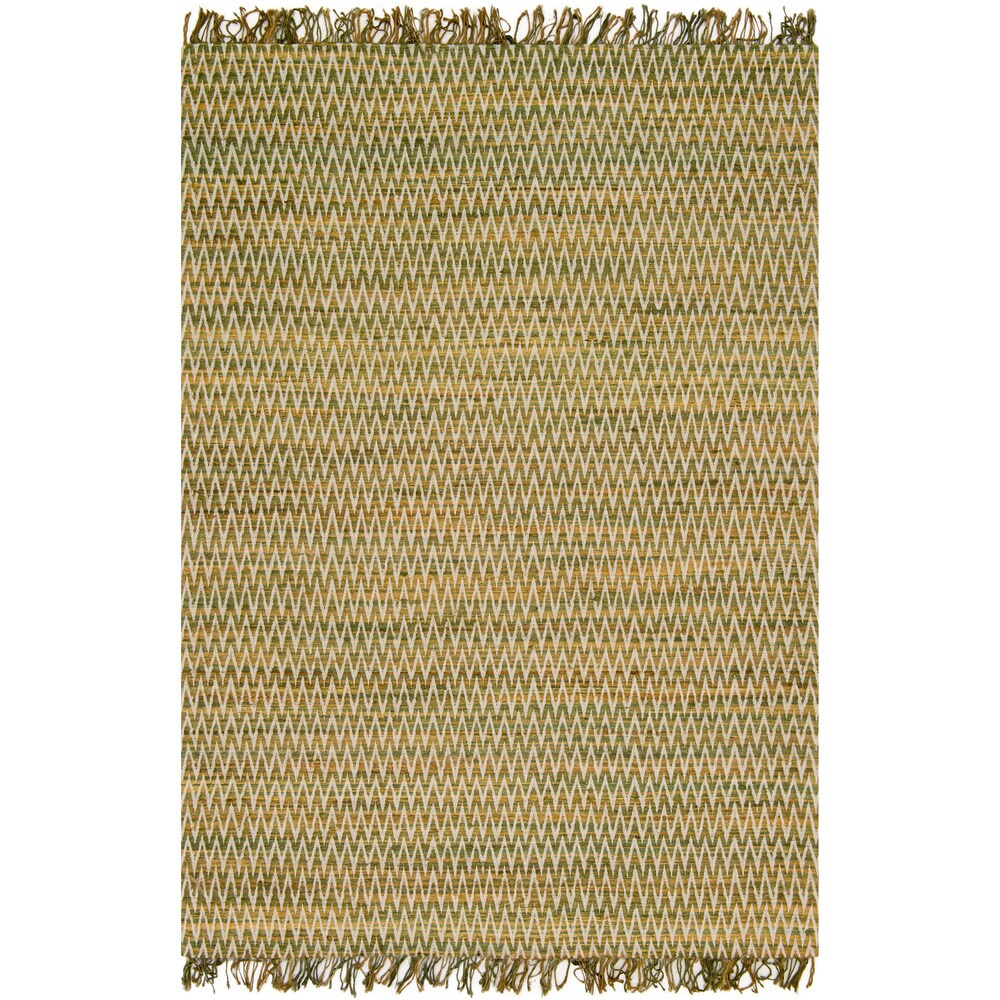 Hand Woven Reed Earth Tone Chevron Fringe Rug 36 X 56