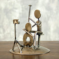 Handmade Auto Part Rustic Cellist Metal Sculpture Mexico