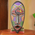 Handcrafted Beaded Rubber Wood Meton Ade Pa African Wall Mask Ghana