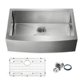 Handcrafted Farmhouse Apron Single Bowl Real 16 Gauge Stainless Steel Kitchen Sink With Strainer And Grid