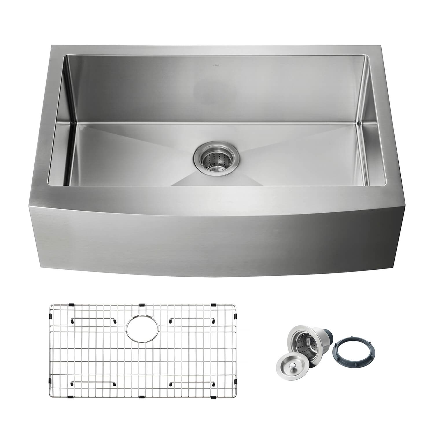 Handcrafted Farmhouse Apron Single Bowl Real 16 Gauge Stainless Steel Kitchen Sink With Strainer And Grid