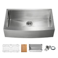 Handcrafted Farmhouse Apron Single Bowl Real 16 Gauge Stainless Steel Workstation Kitchen Sink