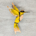 Handmade Iron Little Yellow Hummingbird Wall Sculpture Mexico