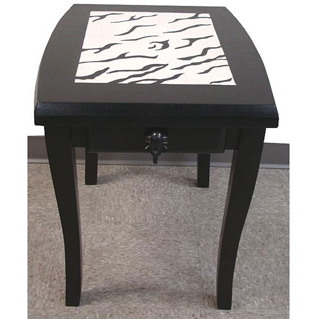 Handmade Safari End Table Ghana Black White Black White
