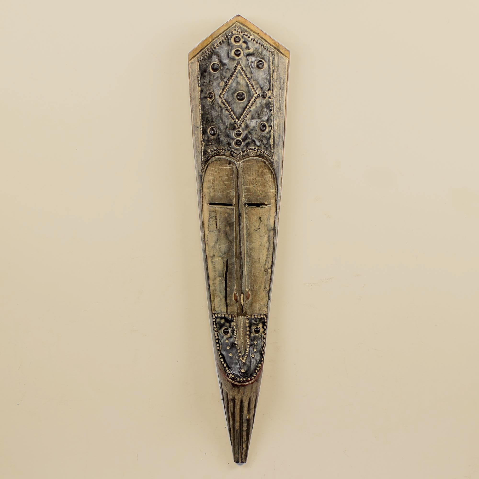 Handcrafted Sese Wood Akan King Of Success African Wall Mask Ghana